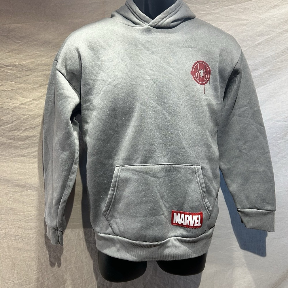 Marvel Miles Morales Spider-Man Youth 14/16 Gray Fleece Hoodie Sweatshirt
